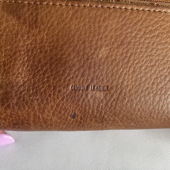 Fossil Caramel Brown Soft Pebbled Leather Wallet Zip & Snap Closure ID Holder - Picture 4 of 16
